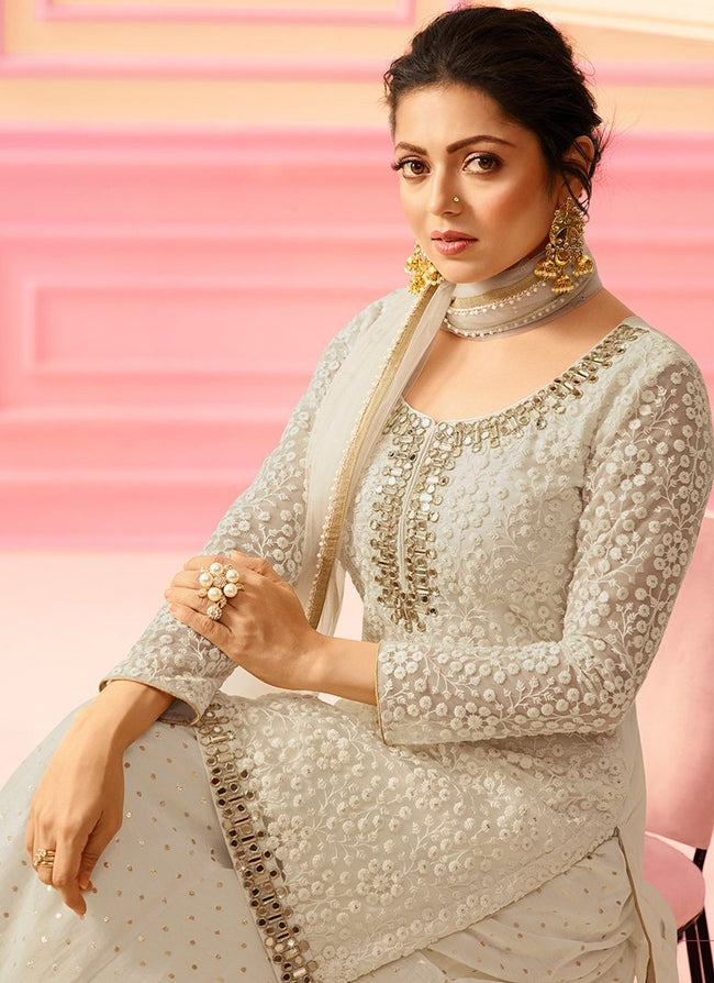 Bollywood designer pure cotton straight kurta with palazzo and dupatta –  azrakhkurtis